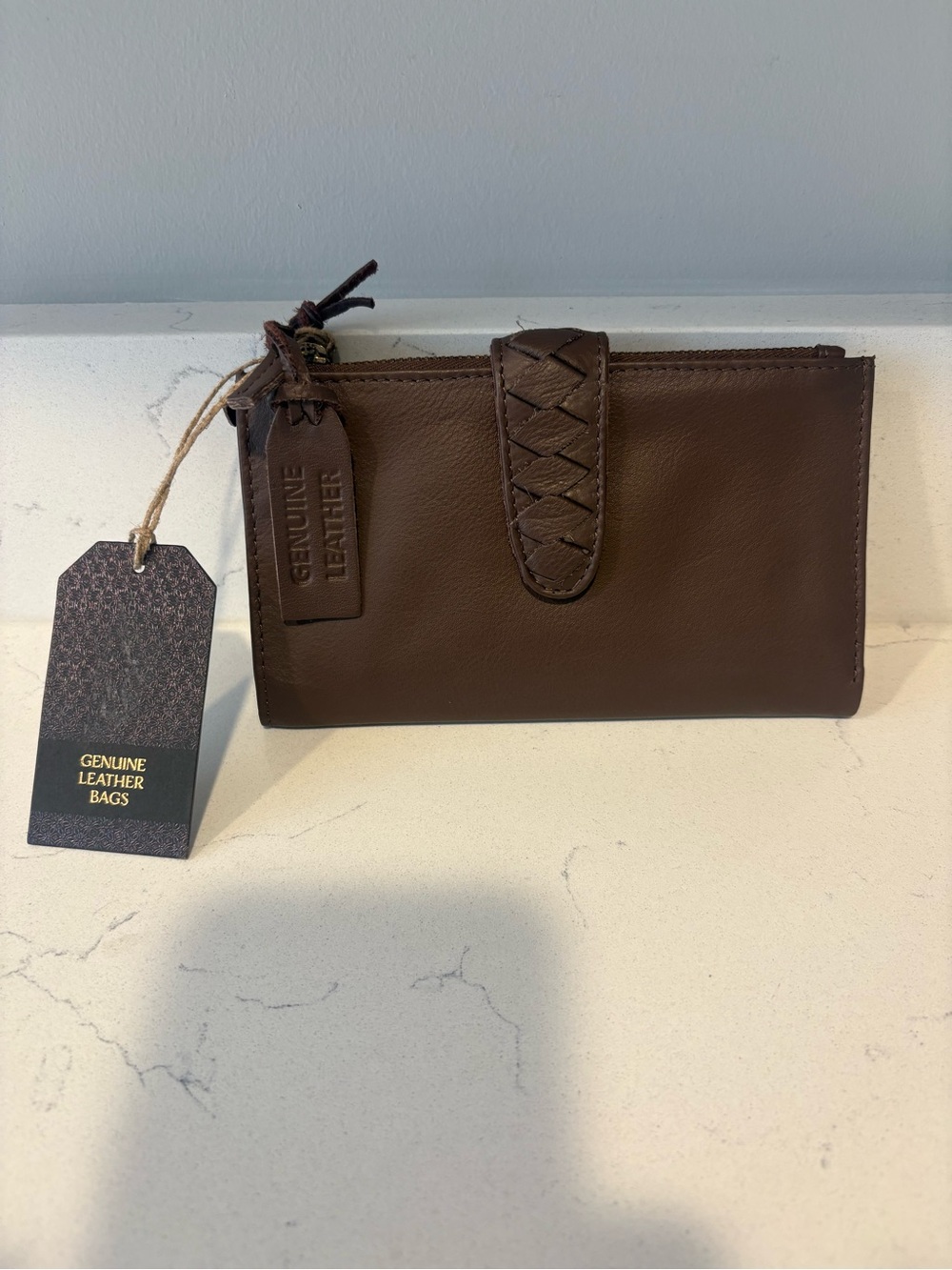 Genuine Leather woman’s Wallet Clutch - Brown